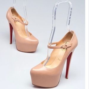 Christian Louboutin Beige Kid Leather Lady Daf Mary Jane 160 Pumps